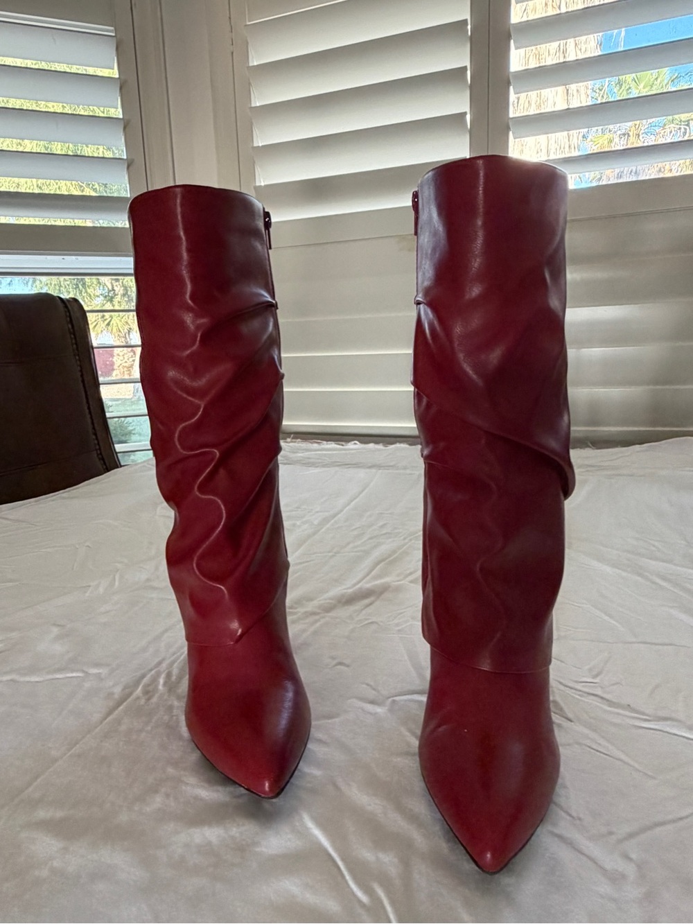 Unisa Burgundy Slouch Over-the-Knee Pointed Boots
